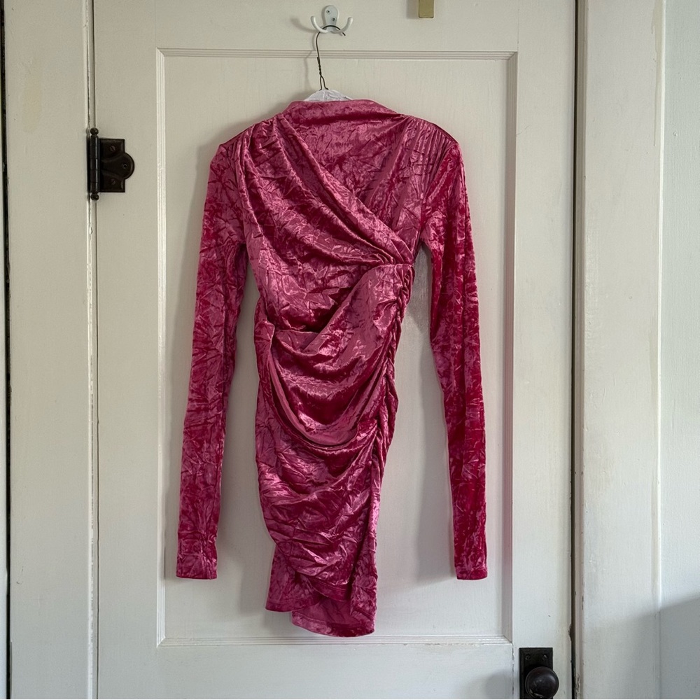 H&M Pink Long Sleeve Velvet Dress
